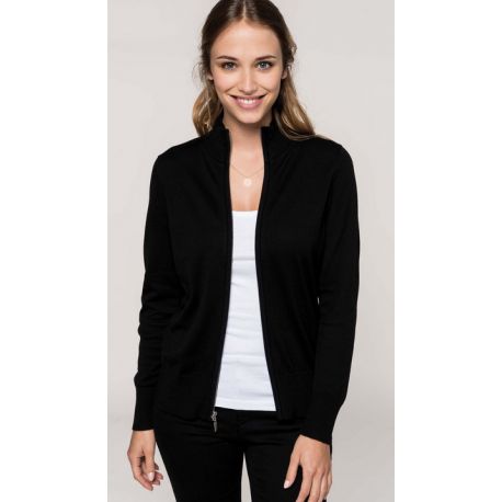 Pull Cardigan Femme Zippe K962 Cintree 50 50 Coton Acrylique 290gr