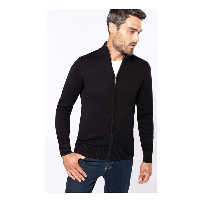 Pull Cardigan Homme Zippé K971 Coupe droite Coton