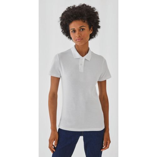 Polo femme blanc MC + Broderie Logo